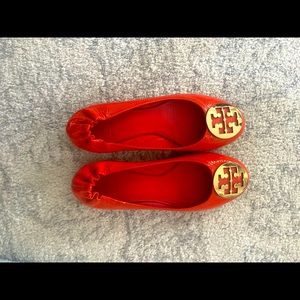 Orange Tory Burch Minnie flat size 8
